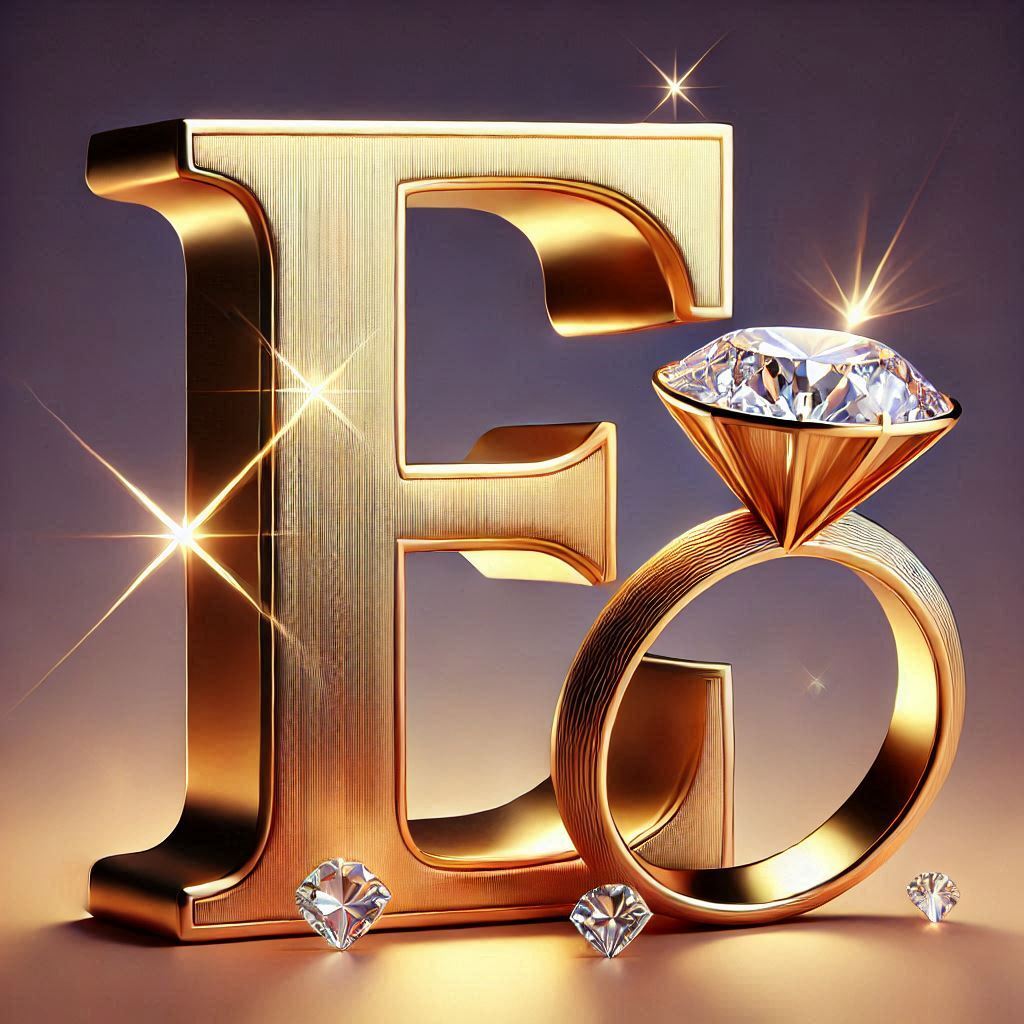 Gold ring — letter E