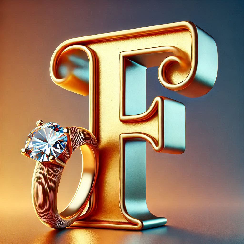 Gold ring — letter F
