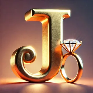 Gold ring — letter J