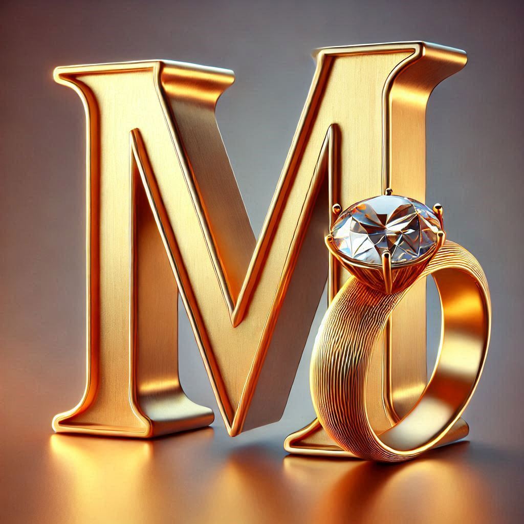 Gold ring — letter M