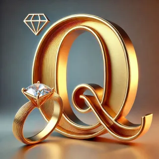 Gold ring — letter Q