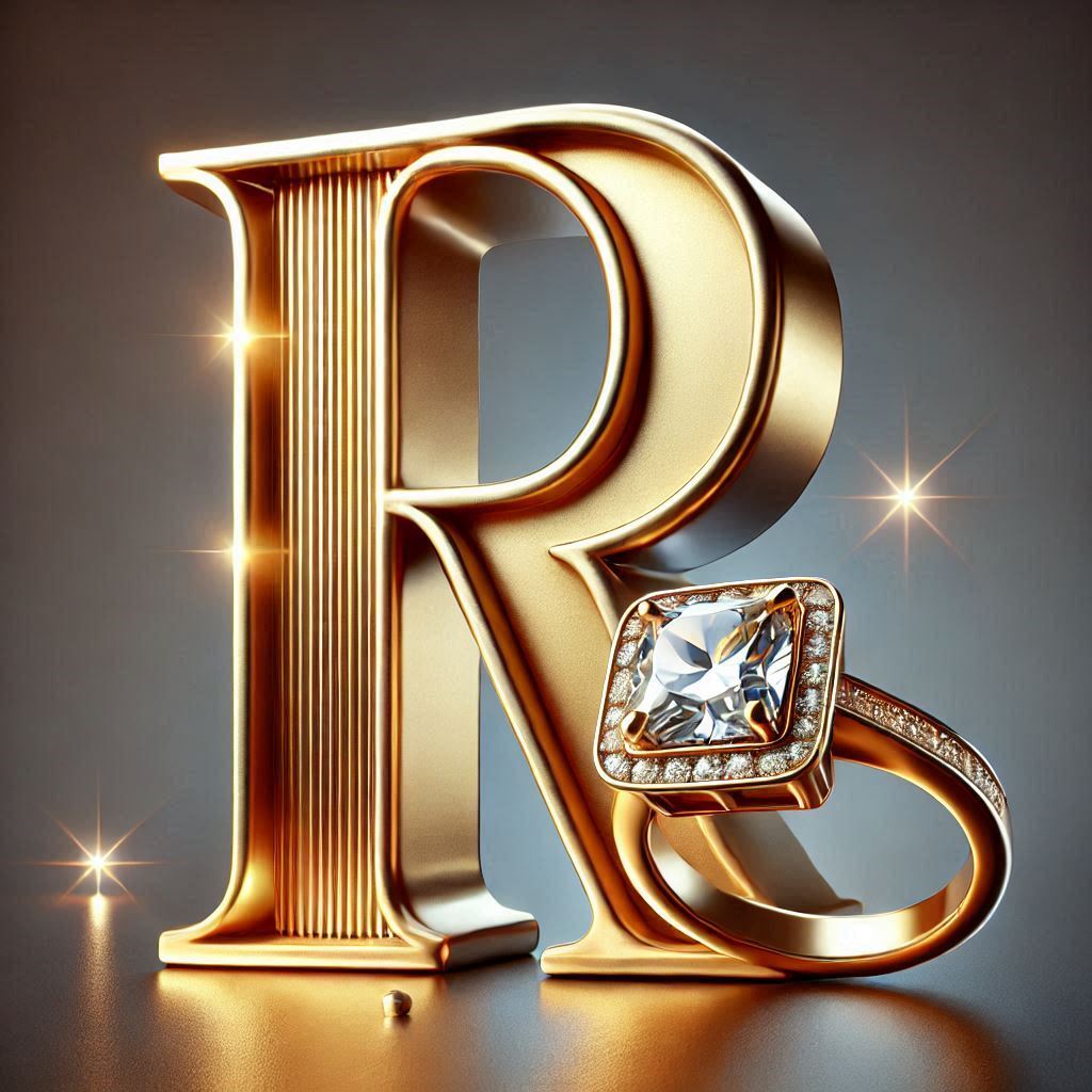 Gold ring — letter R
