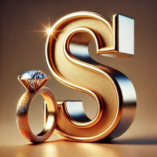 Gold ring — letter S