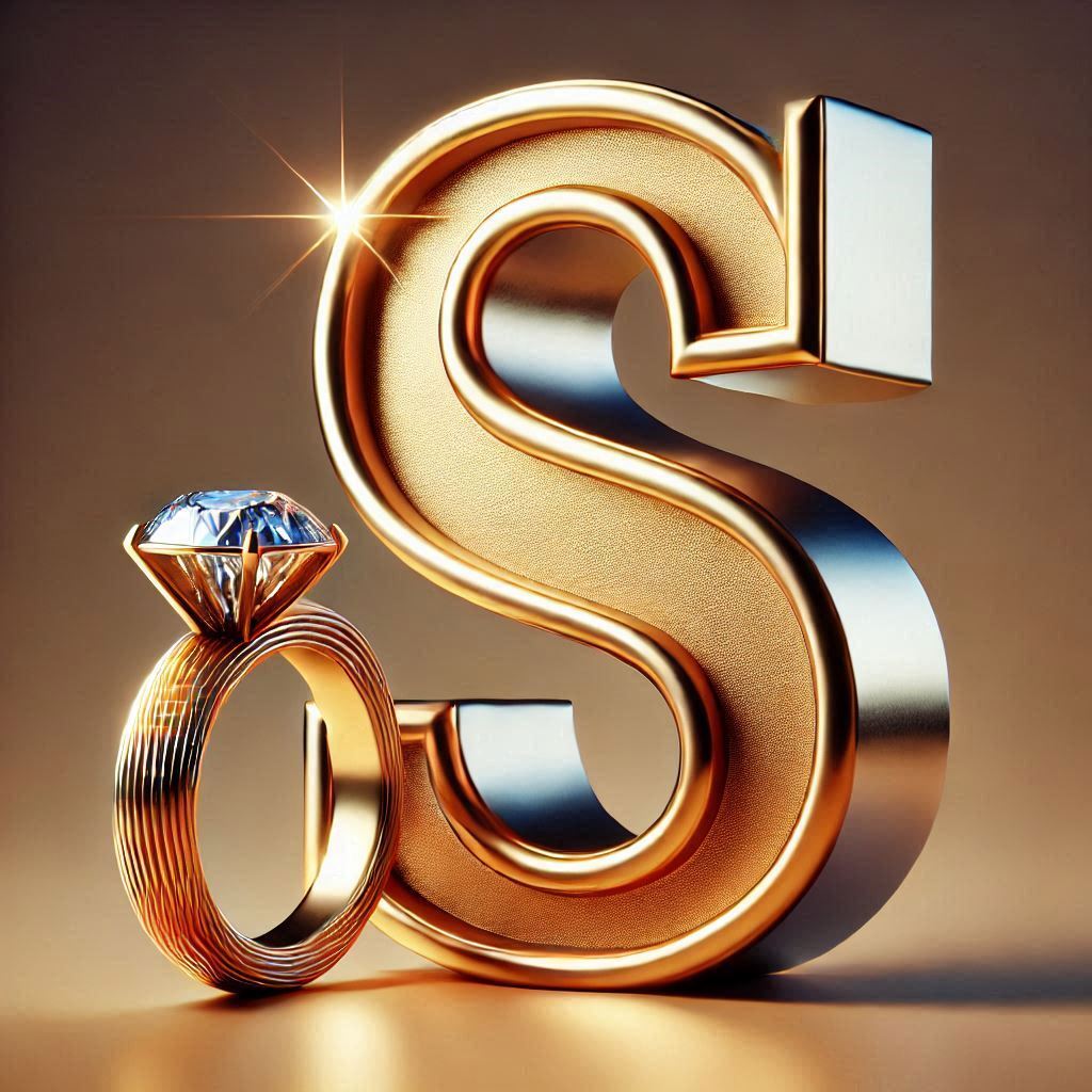 Gold ring — letter S