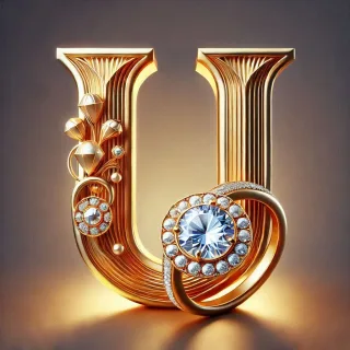 Gold ring — letter U