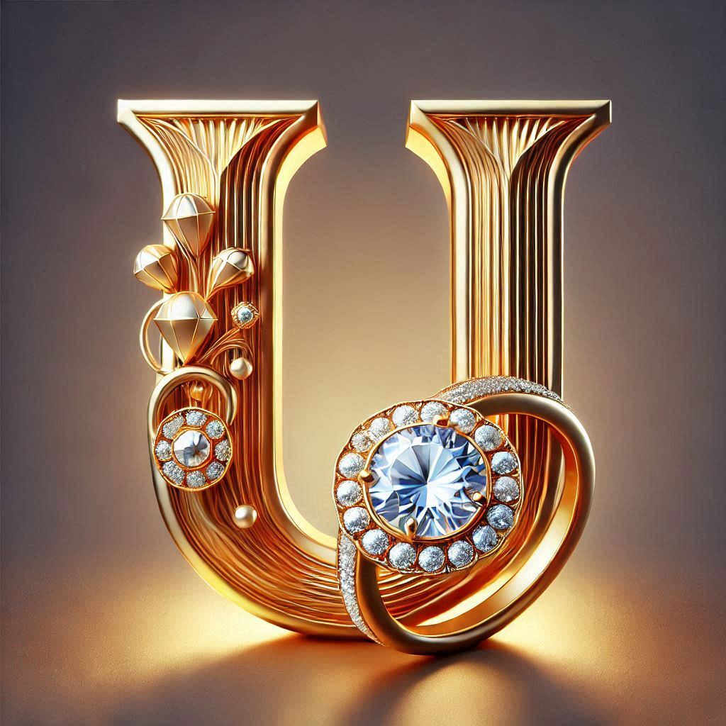 Gold ring — letter U