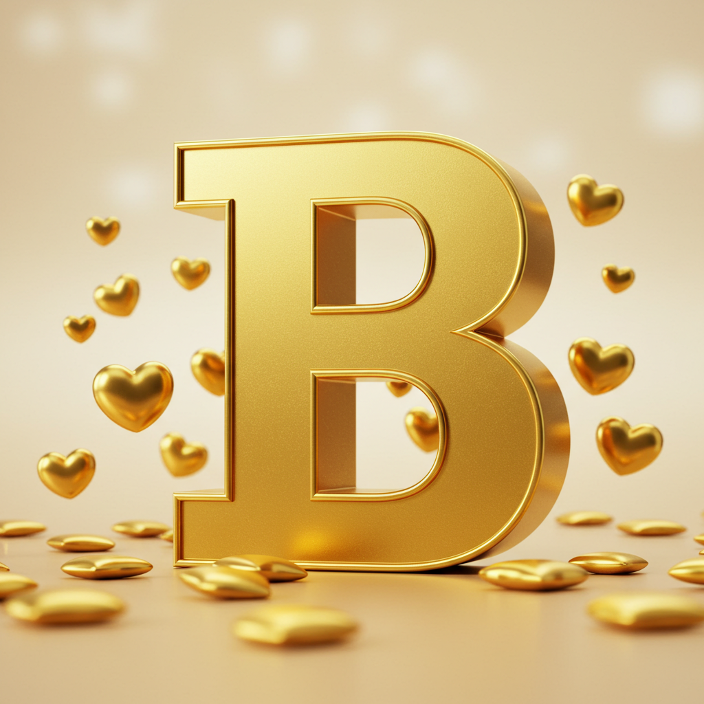 Golden hearts — letter B