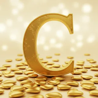 Golden hearts — letter C