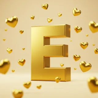 Golden hearts — letter E