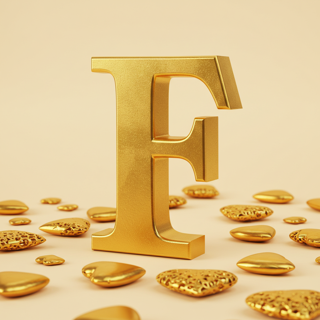 Golden hearts — letter F