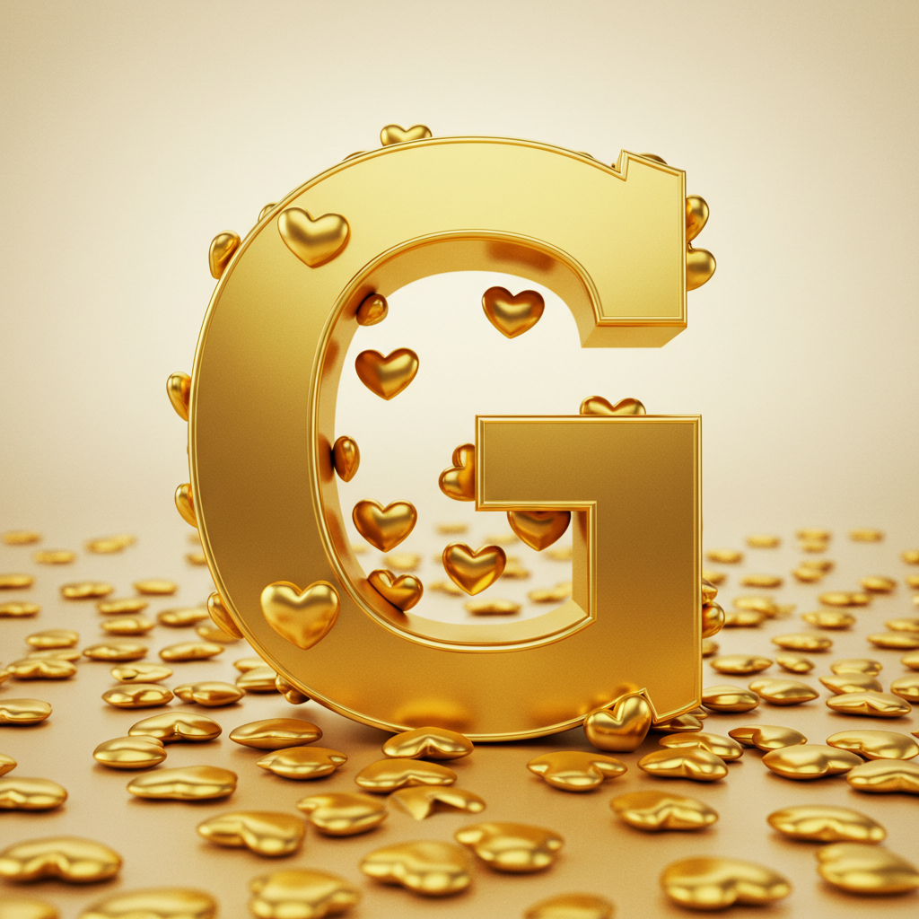Golden hearts — letter G (variant 2)