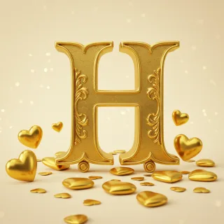 Golden hearts — letter H