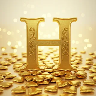 Golden hearts — letter H (variant 2)