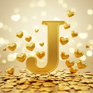 Golden hearts — letter J