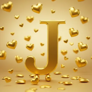 Golden hearts — letter J (variant 2)