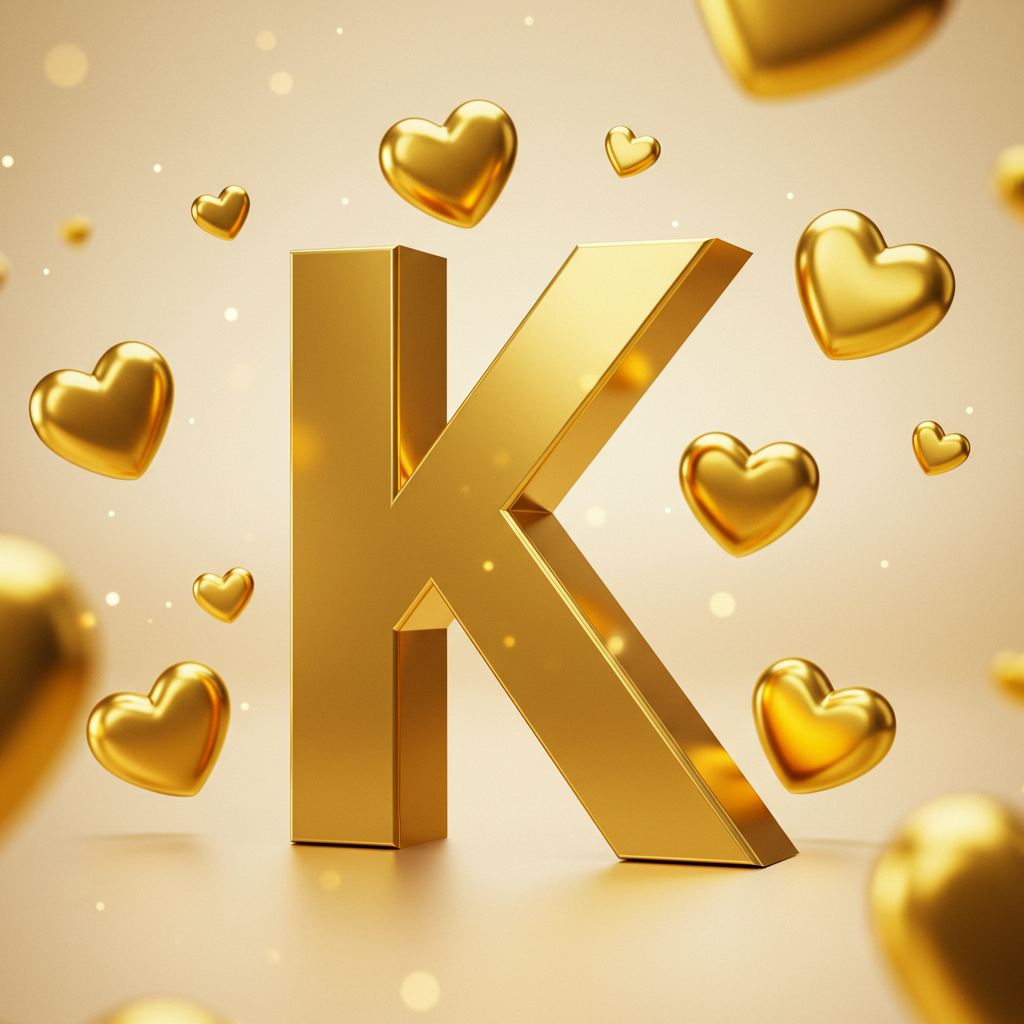 Golden hearts — letter K