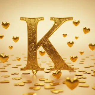 Golden hearts — letter K (variant 2)