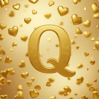Golden hearts — letter Q