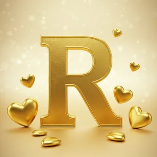 Golden hearts — letter R
