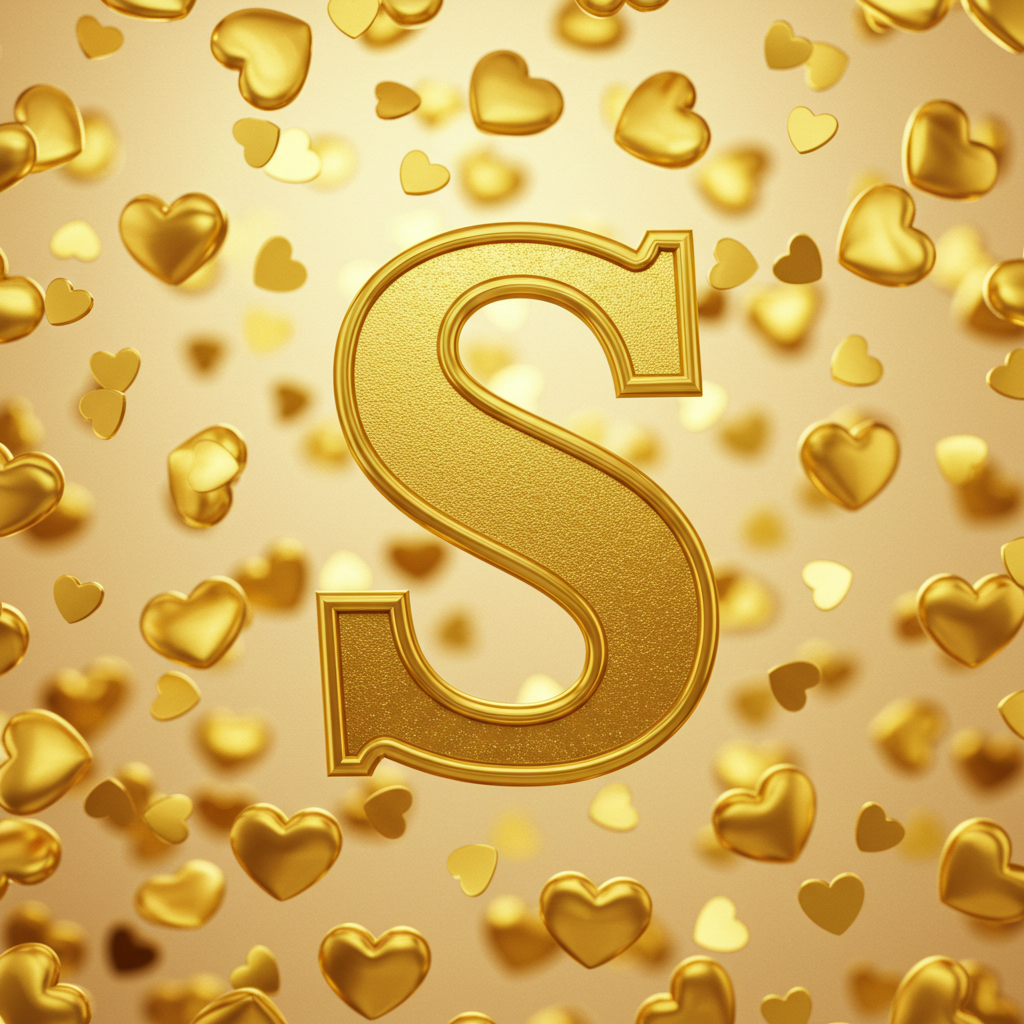 Golden hearts — letter S (variant 2)