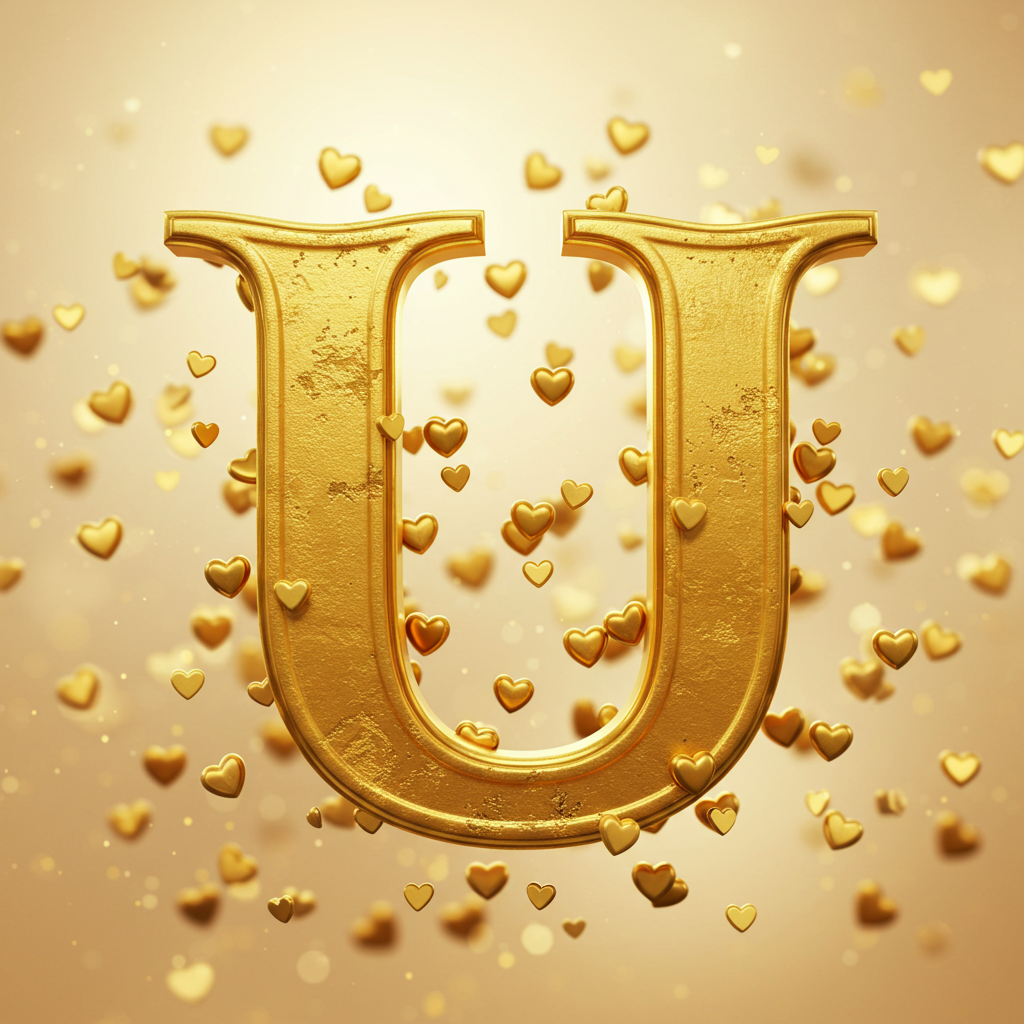 Golden hearts — letter U