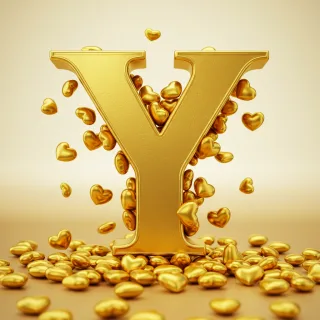 Golden hearts — letter Y