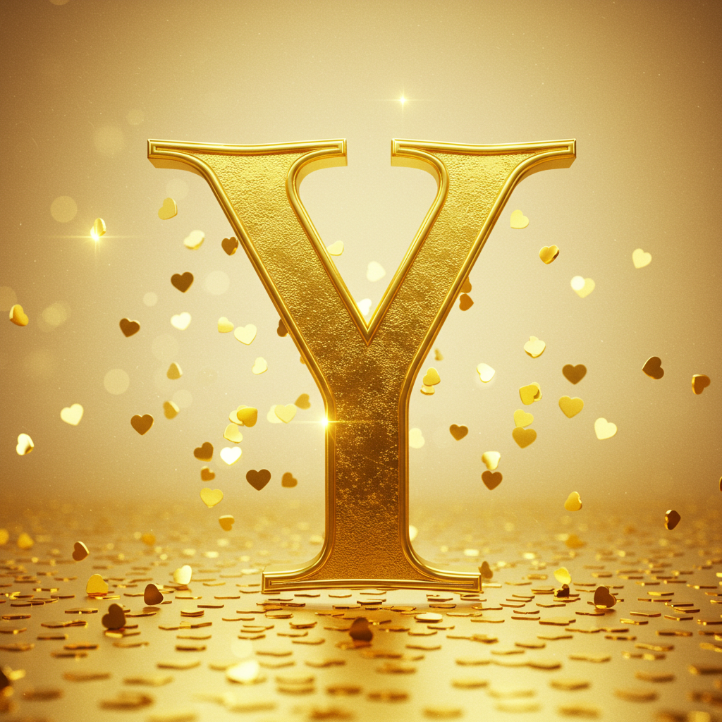 Golden hearts — letter Y (variant 2)