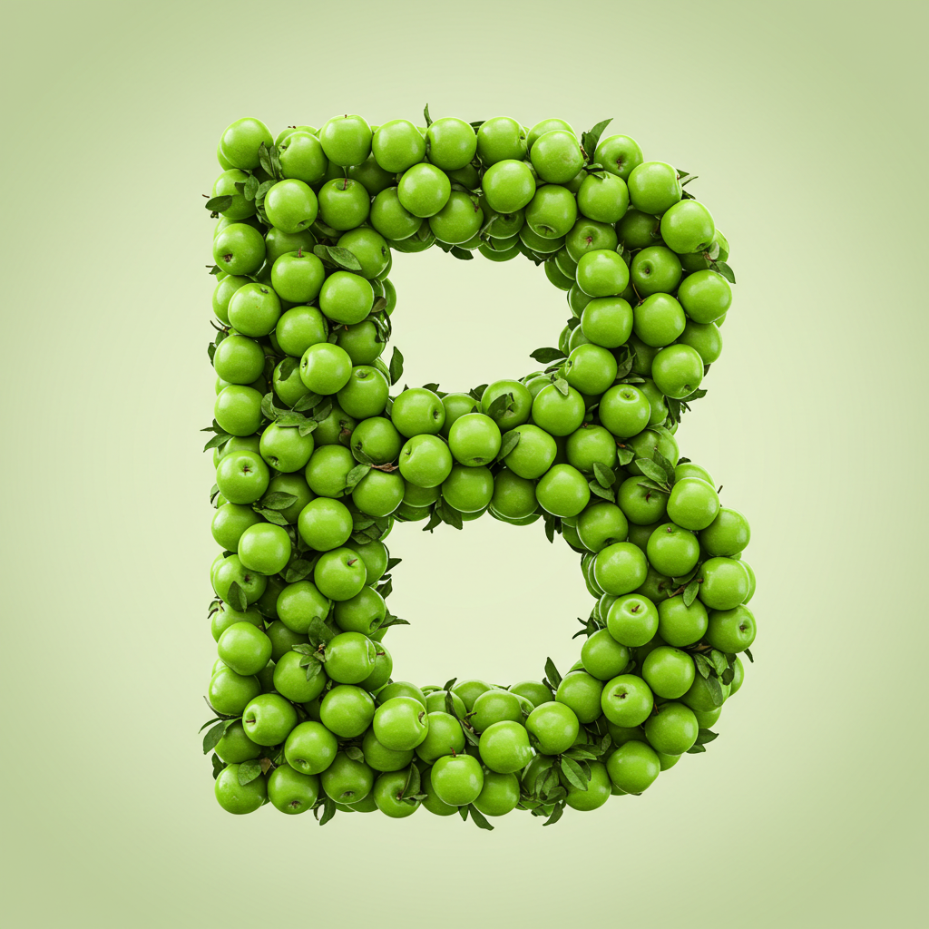 Green apples — letter B (variant 2)