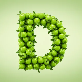 Green apples — letter D (variant 2)