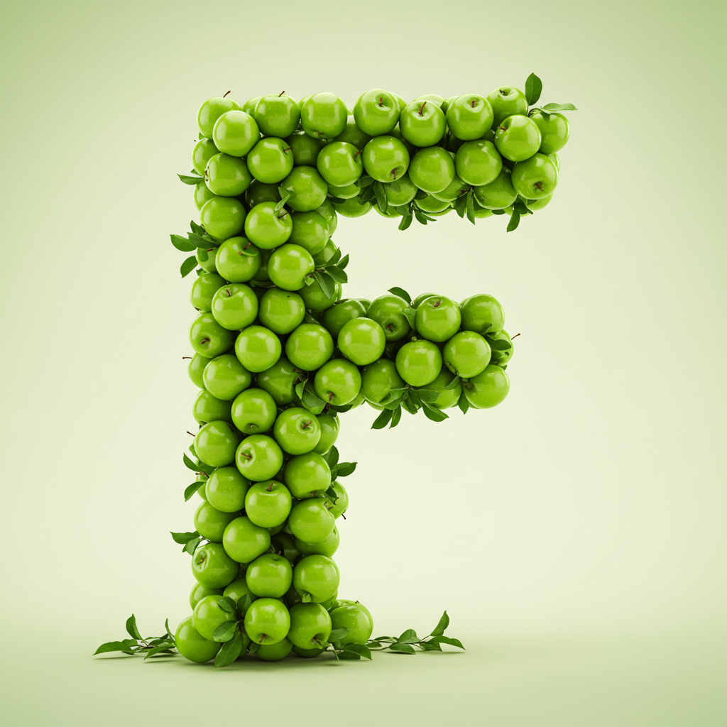 Green apples — letter F (variant 2)