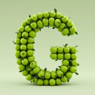 Green apples — letter G (variant 2)