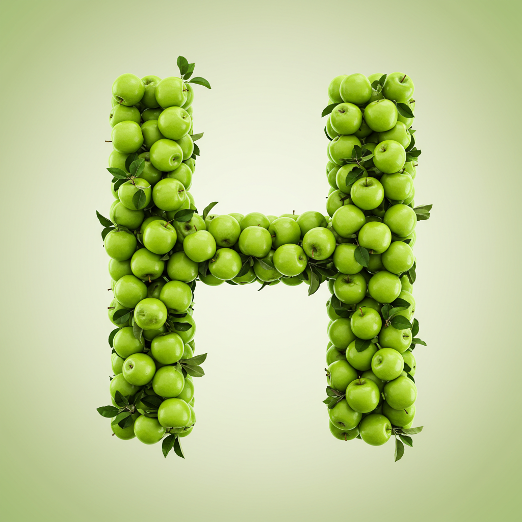 Green apples — letter H (variant 2)