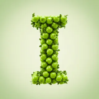 Green apples — letter I (variant 2)
