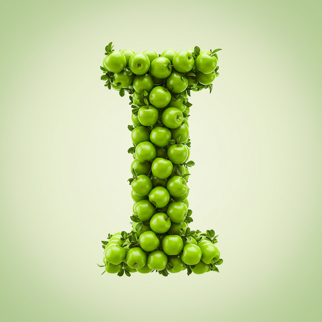 Green apples — letter I (variant 2)