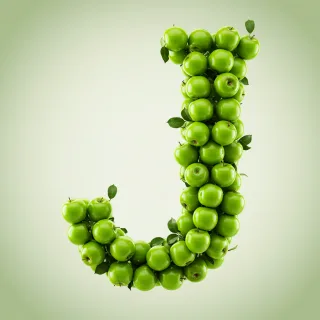 Green apples — letter J (variant 2)
