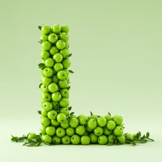 Green apples — letter L (variant 2)