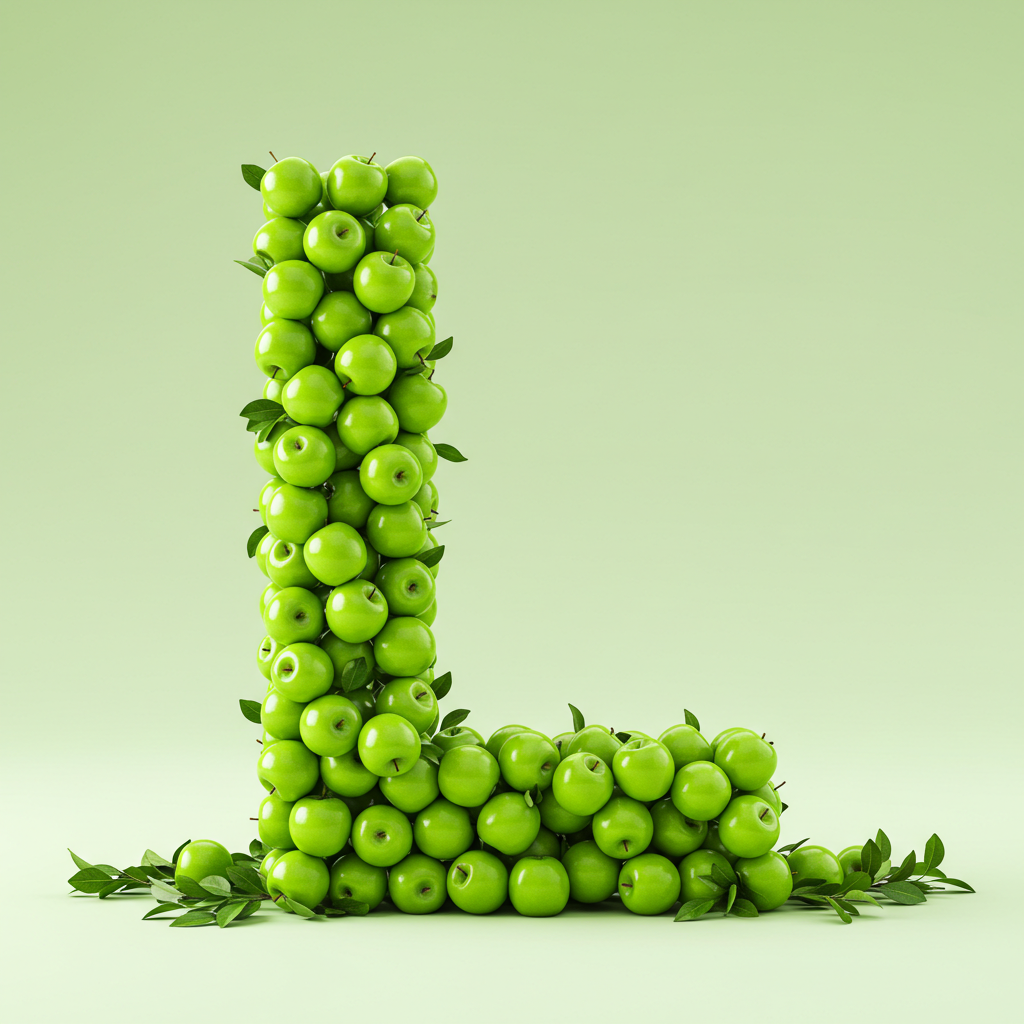 Green apples — letter L (variant 2)