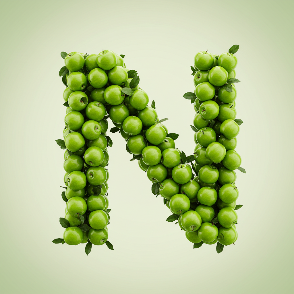 Green apples — letter N