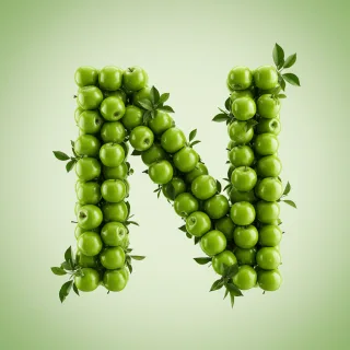 Green apples — letter N (variant 2)