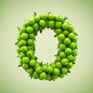 Green apples — letter O (variant 2)