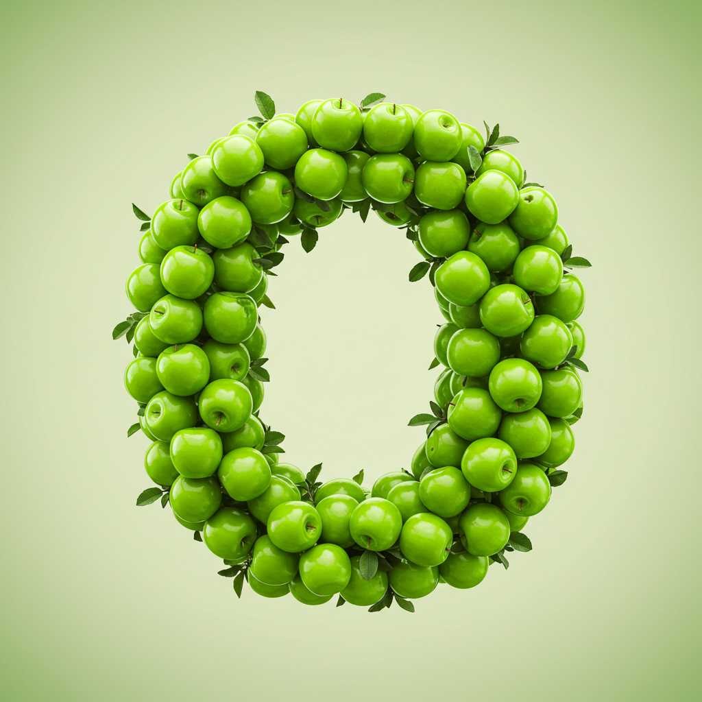 Green apples — letter O (variant 2)