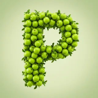 Green apples — letter P