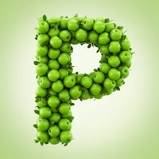 Green apples — letter P (variant 2)