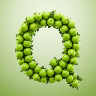 Green apples — letter Q