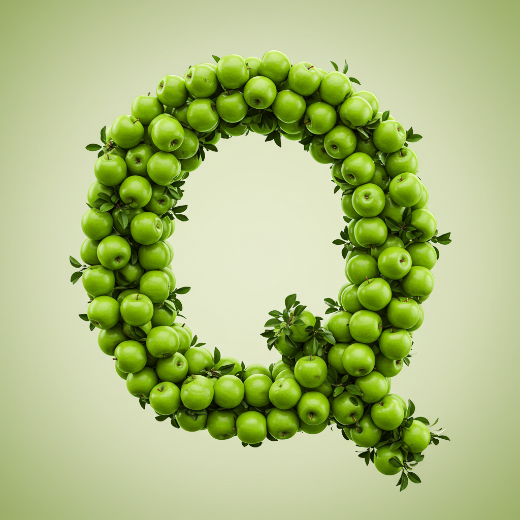 Green apples — letter Q (variant 2)