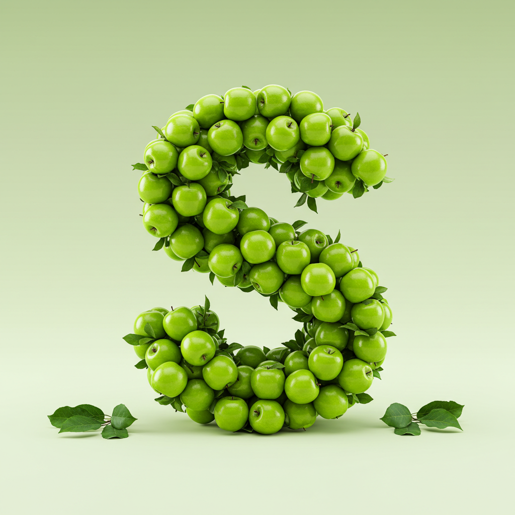 Green apples — letter S (variant 2)