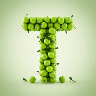 Green apples — letter T