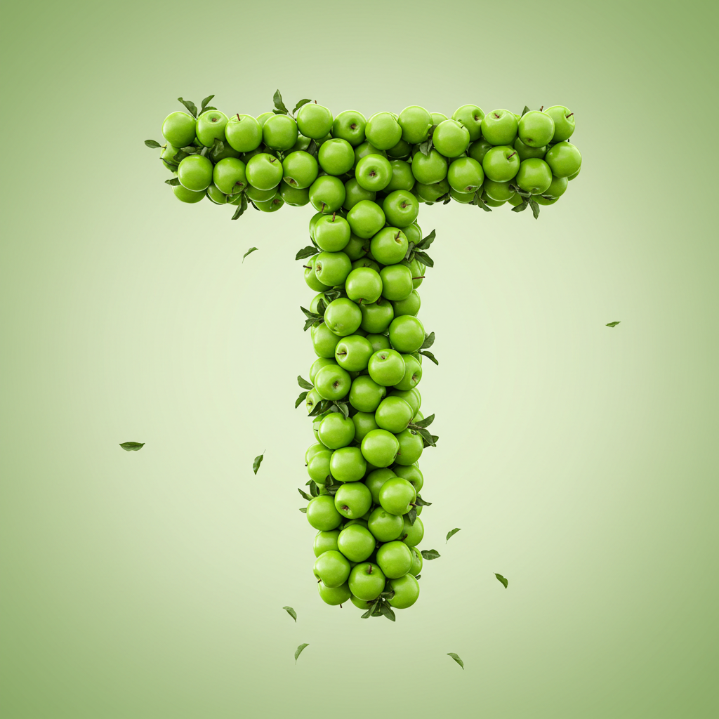 Green apples — letter T (variant 2)