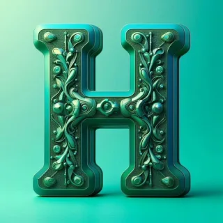 Green crystal — letter H