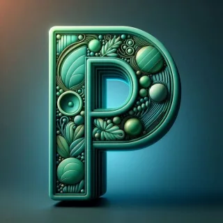 Green crystal — letter P